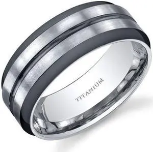 Two Tone comfort fit Mens 8mm Titanium Wedding Band Ring Size 13