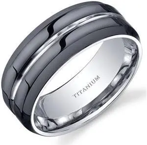 Modern Style comfort fit Mens 8mm Black Titanium Wedding Band Ring Size 9
