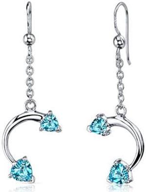 Love Duet 2.25 carats Heart Shape Sterling Silver with Rhodium Finish Swiss Blue Topaz Pendant Earrings Set