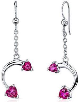 Love Duet 2.25 carats Heart Shape Sterling Silver with Rhodium Finish Ruby Pendant Earrings Set