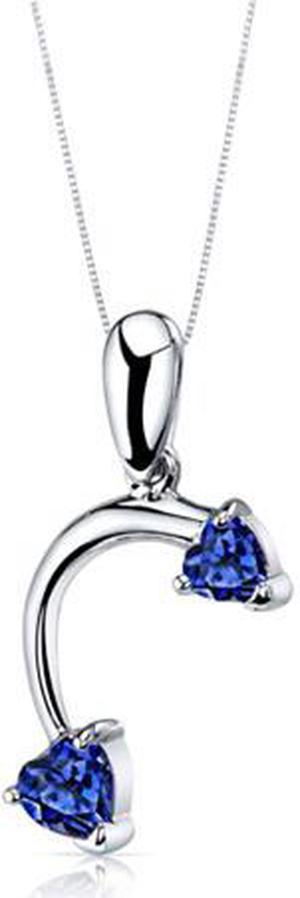 Love Duet 2.25 carats Heart Shape Sterling Silver with Rhodium Finish Sapphire Pendant Earrings Set