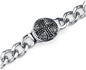 Rugged ID Style Stainless Steel Celtic Cross Curb Chain Bracelet Rugged ID Style Stainless Steel Celtic Cross Curb Chain Bracelet