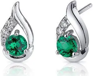 Radiant Teardrop 1.00 Carats Emerald Round Cut Earrings in Sterling Silver Rhodium Finish Radiant Teardrop 1.00 Carats Emerald Round Cut Earrings in Sterling Silver Rhodium Finish