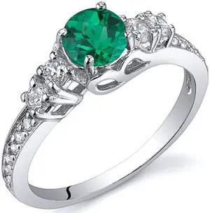 Enchanting 0.50 Carats Emerald Ring in Sterling Silver Rhodium Finish Available Sizes 5 to 9