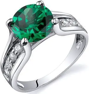 Solitaire Style 1.75 carats Emerald Ring in Sterling Silver Rhodium Finish Available in Sizes 5 to 9 Solitaire Style 1.75 carats Emerald Ring in Sterling Silver Rhodium Finish Available in Sizes 5 to 9