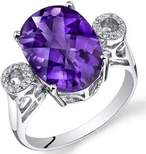 14 Karat White Gold 4.7 cts Amethyst and Diamond Ring