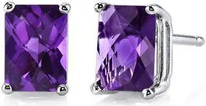 14 kt White Gold Radiant Cut 1.75 ct Amethyst Earrings