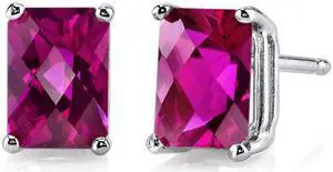 14 kt White Gold Radiant Cut 2.50 ct Ruby Earrings
