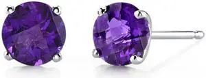 14 kt White Gold Round Cut 1.50 ct Amethyst Earrings