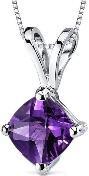 14 kt White Gold Cushion Cut 0.75 ct Amethyst Pendant