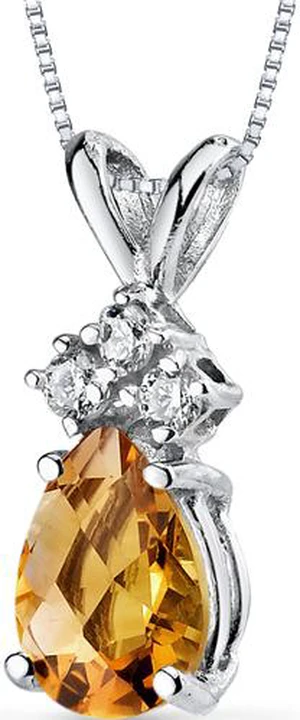 14 kt White Gold Pear Shape 0.75 ct Citrine Pendant 14 kt White Gold Pear Shape 0.75 ct Citrine Pendant