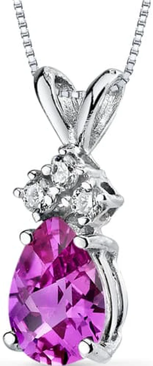 14 kt White Gold Pear Shape 1.00 ct Pink Sapphire Pendant 14 kt White Gold Pear Shape 1.00 ct Pink Sapphire Pendant