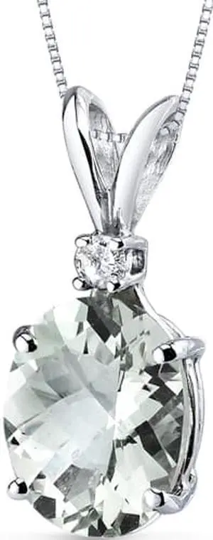 14 kt White Gold Oval Shape 2.25 ct Green Amethyst Pendant