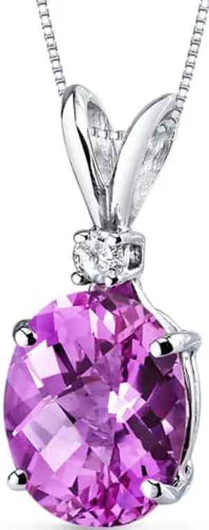 14 kt White Gold Oval Shape 3.50 ct Pink Sapphire Pendant