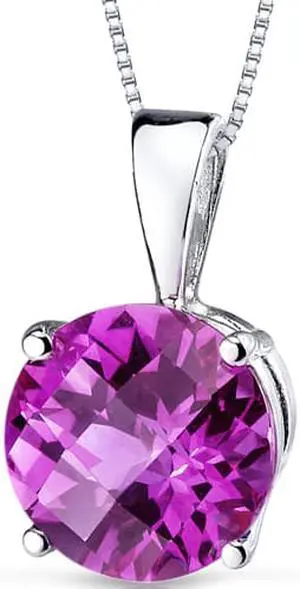 14 kt White Gold Round Cut 2.50 ct Pink Sapphire Pendant