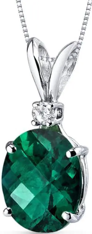 14 kt White Gold Oval Shape 2.50 ct Emerald Pendant