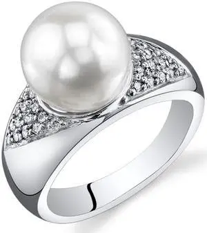 Pearl and Cubic Zirconia Sterling Silver Ring Sizes 5 to 9 Pearl and Cubic Zirconia Sterling Silver Ring Sizes 5 to 9