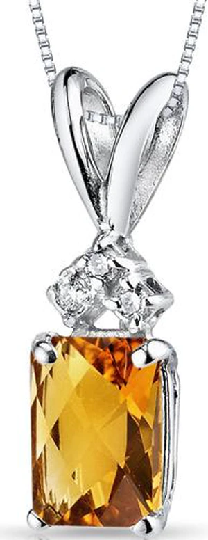 14 kt White Gold Radiant Cut 1.00 ct Citrine Pendant 14 kt White Gold Radiant Cut 1.00 ct Citrine Pendant