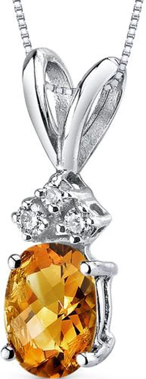 14 kt White Gold Oval Shape 0.75 ct Citrine Pendant 14 kt White Gold Oval Shape 0.75 ct Citrine Pendant
