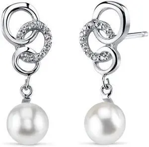 6.5Mm Freshwater White Pearl Earrings in Sterling Silver