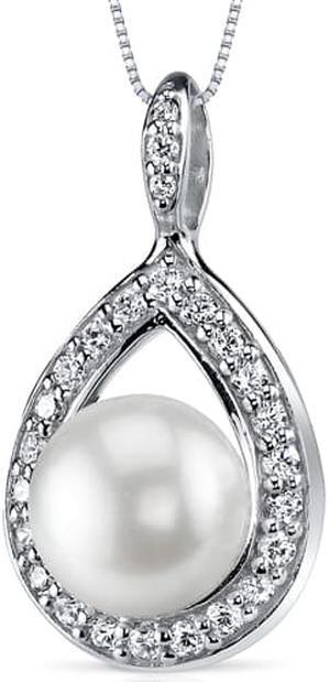 Oravo SP10904 10.0mm Freshwater White Pearl Pendant in Sterling Silver