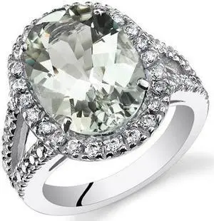 5.25 Cts Green Amethyst Sterling Silver Ring Sizes 5 to 9