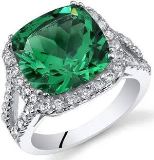 6.50 Cts Emerald Sterling Silver Ring Sizes 5 to 9