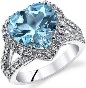 5.25 Cts Swiss Blue Topaz Sterling Silver Ring Sizes 5 to 9
