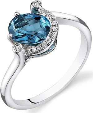 Aquamarine Diamond Ring 14Kt White Gold 1.5 Cts