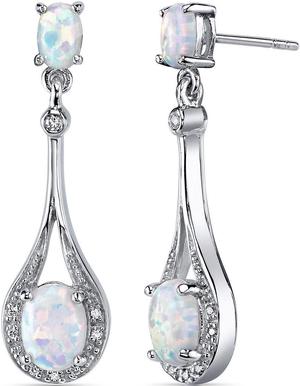 Opal Earrings Sterling Silver Oval Shape 3.50 Carats