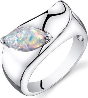 Opal Ring Sterling Silver Marquise Cut 1.00 Carats Size 9