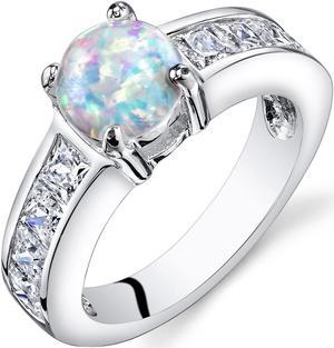 Opal Engagement Ring Sterling Silver 1.25 Carats Size 5