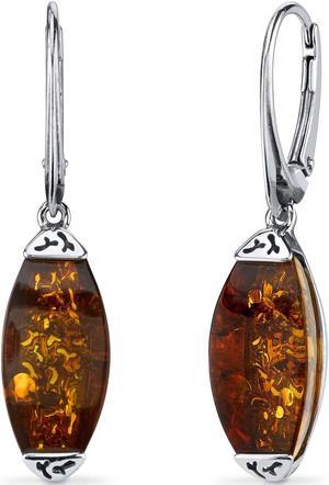 Oravo Baltic Amber Gallery Earrings Sterling Silver Cognac Color