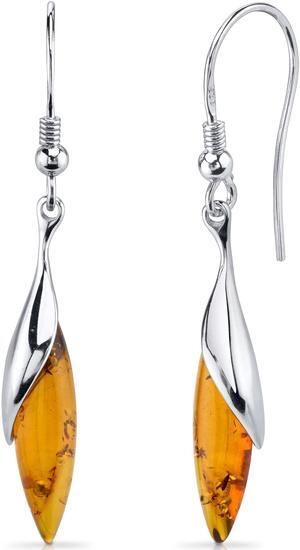 Oravo Baltic Amber Earrings Sterling Silver Cognac Color