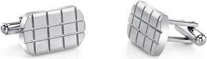 Brick Pattern Brushed Stainless Steel Cufflinks
