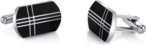 Black Tone Cross Motif Stainless Steel Cufflinks