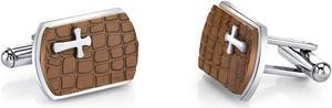 Copper Cobblestone Cross Motif Stainess Steel Cufflinks