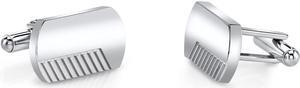 Brushed Finish Razor Cut Stainless Steel Cufflinks