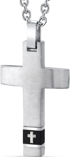 Black Band Cross Motif Stainless Steel Pendant with 22 inch Necklace Black Band Cross Motif Stainless Steel Pendant with 22 inch Necklace