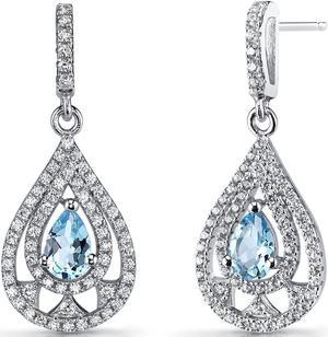 Swiss Blue Topaz Chandelier Drop Earrings Sterling Silver 1 Carats