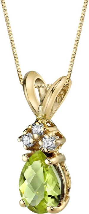 14k Yellow Gold 0.75 Carats Pear Shape Peridot Diamond Pendant 14k Yellow Gold 0.75 Carats Pear Shape Peridot Diamond Pendant