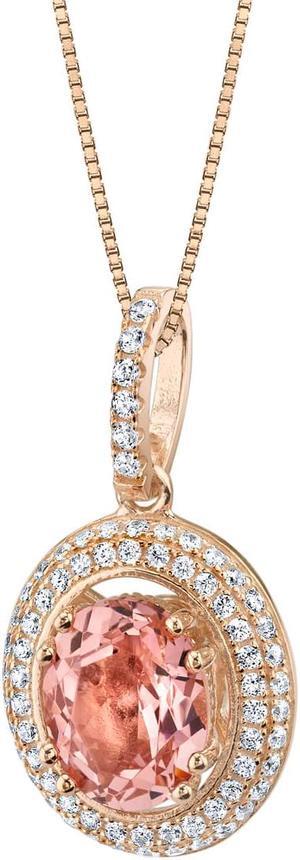 Simulated Morganite Rose-Tone Sterling Silver Harmony Pendant Necklace