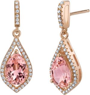 Simulated Morganite Rose-Tone Sterling Silver Tear Drop Eden Earrings