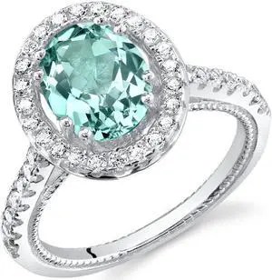 Oravo Simulated Paraiba Tourmaline Sterling Silver Halo Ring