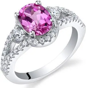 Oravo Created Pink Sapphire Sterling Silver Keepsake Ring