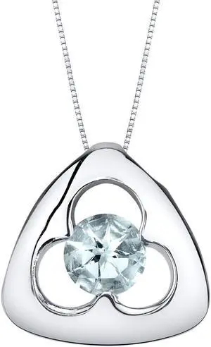 Aquamarine Sterling Silver Trinity Knot Pendant Necklace