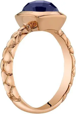 14k Rose Gold 2.50 carat Created Ruby Cushion Cut Woven Solitaire Dome Ring