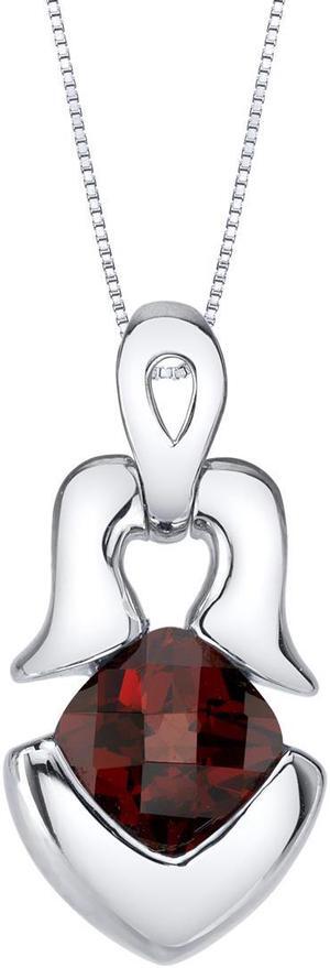 Garnet Sterling Silver Tumi Pendant Necklace