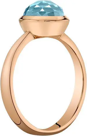 14k Rose Gold 2.00 carat Swiss Blue Topaz Solitaire Dome Ring