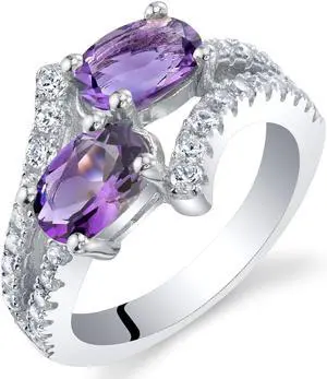 Oravo Amethyst Sterling Silver Two-Stone Ring